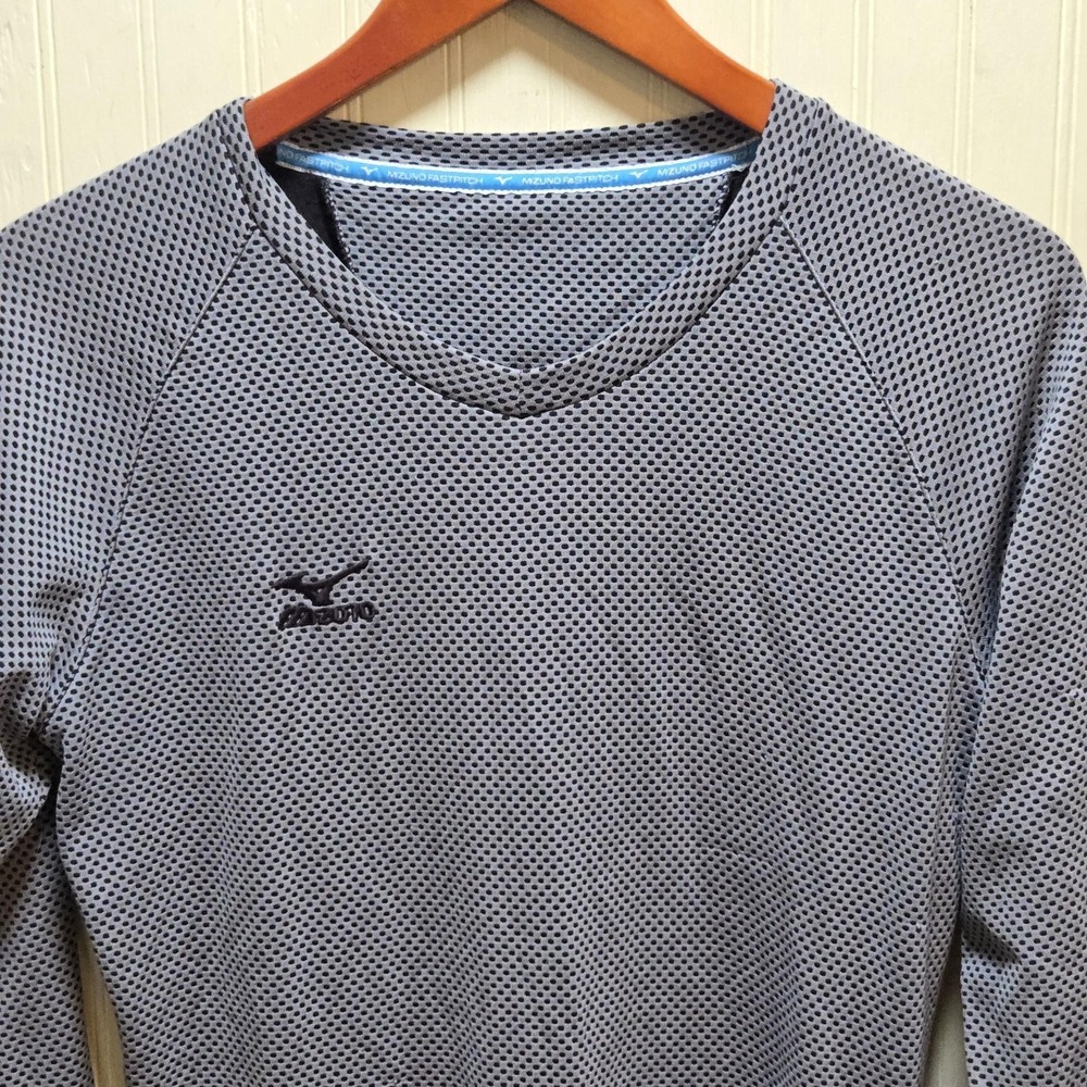 Mizuno Shirt Mens Small Gray Breath Thermo Long Sleeve Mesh Running Athletic Tee